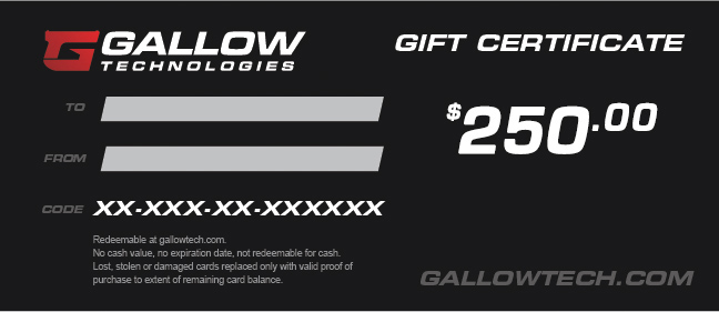 $250 Gift Card Gallow Tech, $250, Gift Card