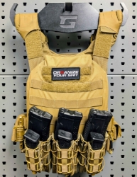 Heavy-Duty Hook & Vest Hanger set Both the Hook and Hanger are meant for heavier equipment like plate carriers.  Also works great for vests and chest rigs.  The hook holds the vest away from the rack to fit rear mounted pouches.