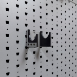 Horizontal pistol hanger mounted on GallowTech wall panel shown empty from a left-angle view