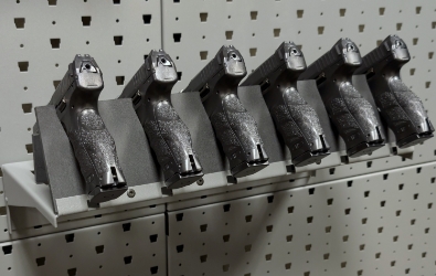 Hybrid Handgun Shelf Hanger - 6 Handguns handgun shelf, shelf, handgun, 6 guns, hybrid