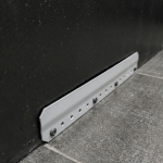 Hybrid vertical stock floor shelf installation bar, left angle view
