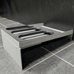 Hybrid vertical stock floor shelf empty, right angle view
