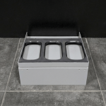 Hybrid vertical stock floor shelf empty, straight-on front view
