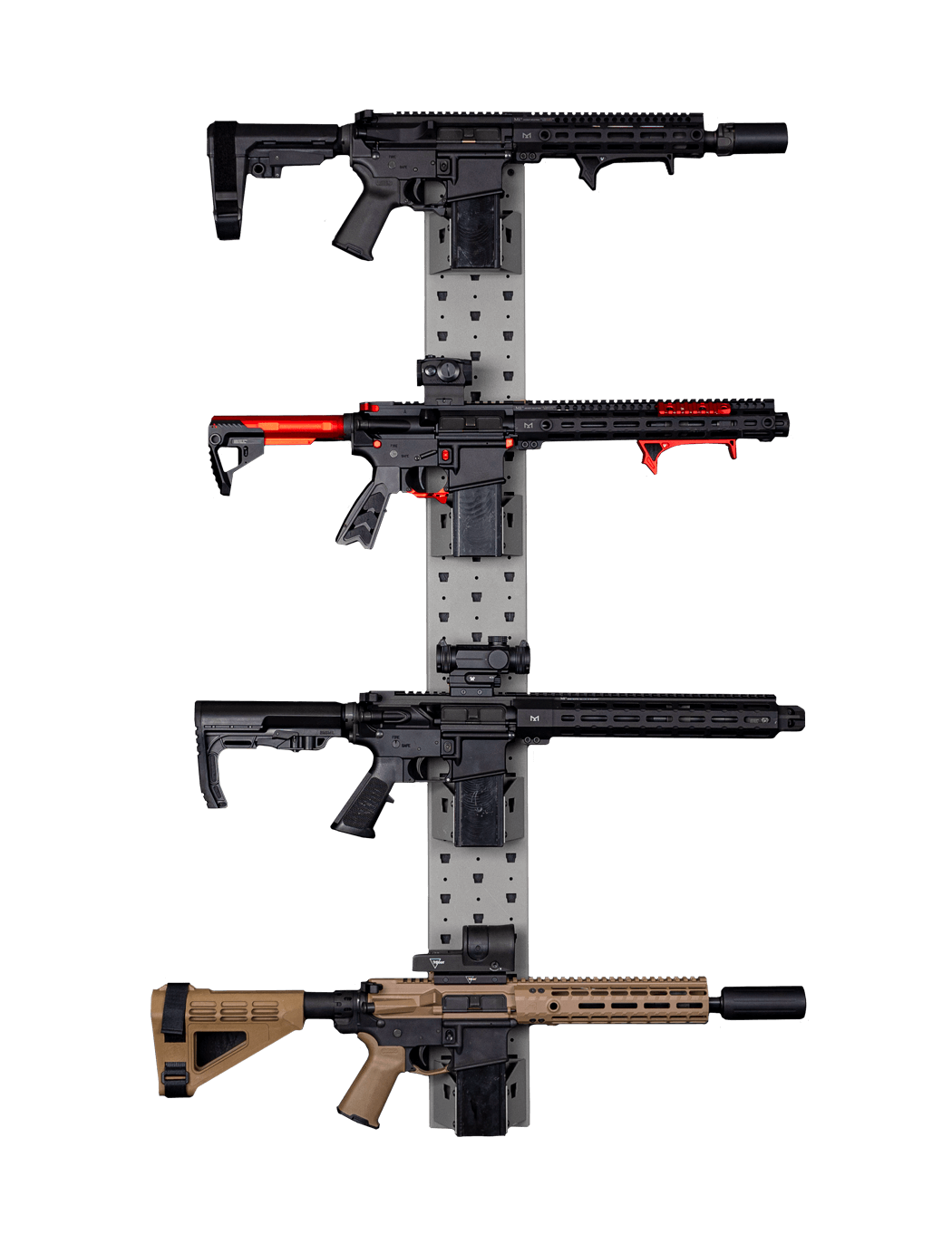 Package 1002 thin wall panel, wall panel, panel, 48 x 5, 48", 5", horizontal display, rifles