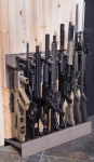 PKG-103 freestanding rifle storage rack holding multiple rifles shown from a left-angle view