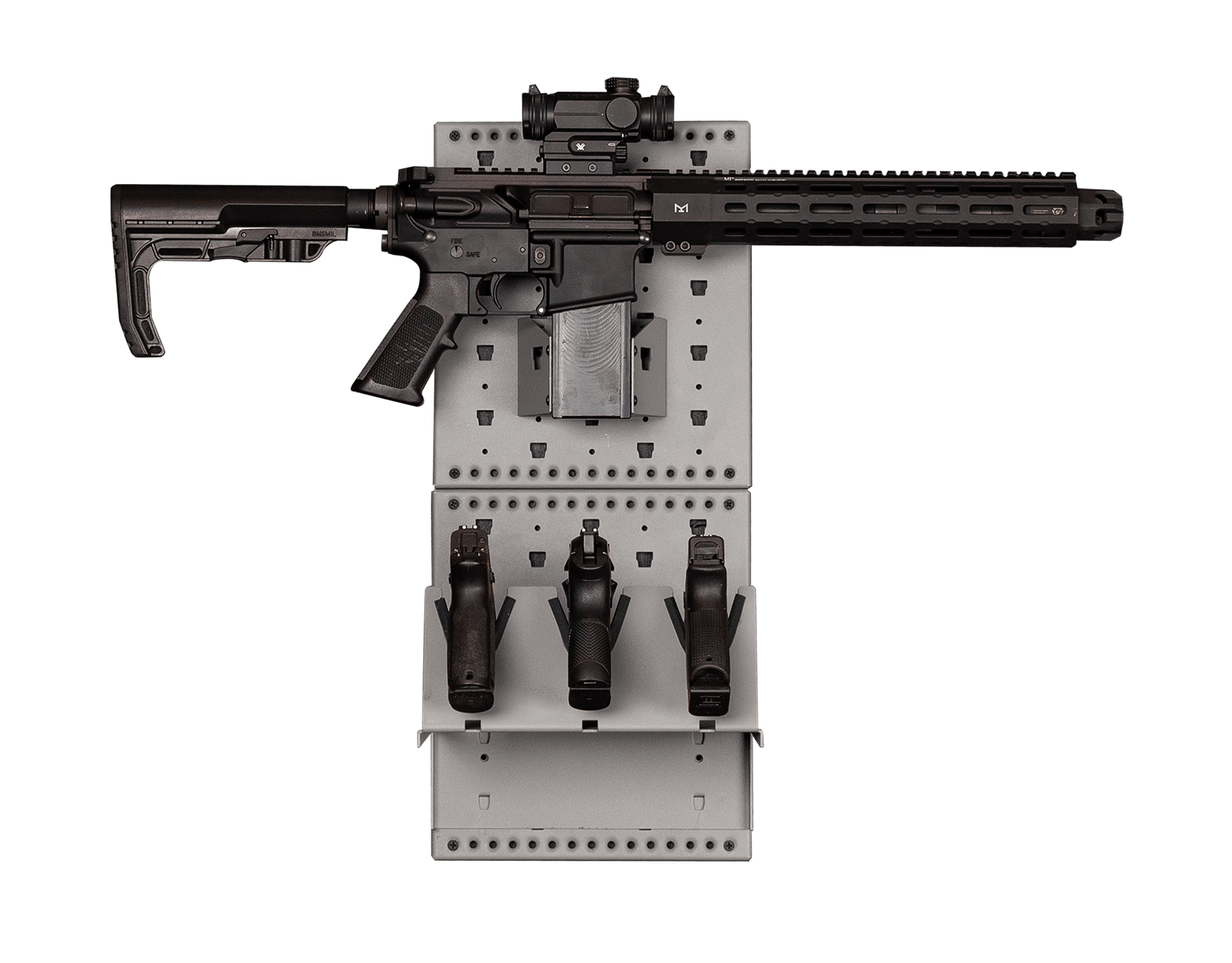 Package 105 thin wall panel, wall panel, panel, 22 X 10, 11 X 10, 10", 10, horizontal display, rifle, handguns