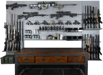 Package 1065 Package, panels, support bars, hangers, magazine shelf, 36", 23", wall-panels, wall panel, storage, gun, rack